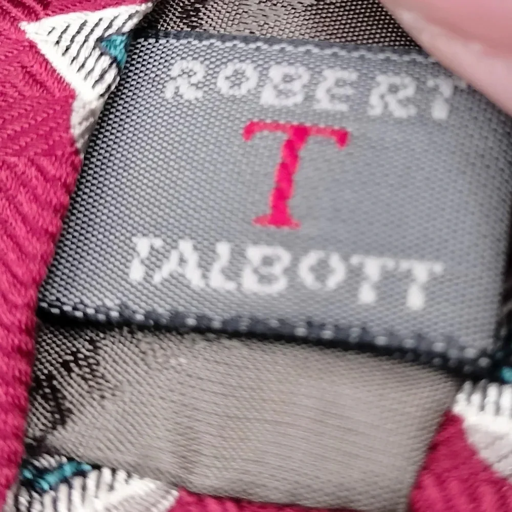Robert Talbott Silk Tie Necktie Maroon Geometric Pattern Hand Sewn Made in USA